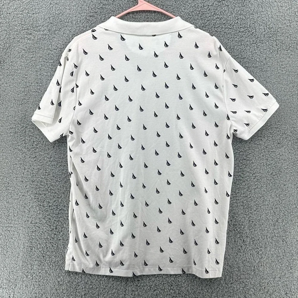 Polo Ralph Lauren Men White Sailboat Print Custom Slim Fit Polo Shirt Large